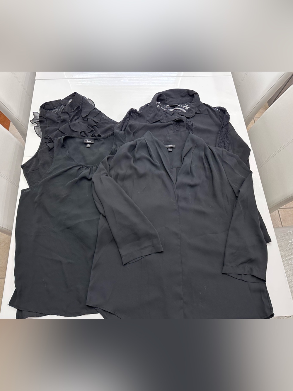 Mossimo Black Blouses Bundle Size Large Lace Ruffle Sheer Tops Lot